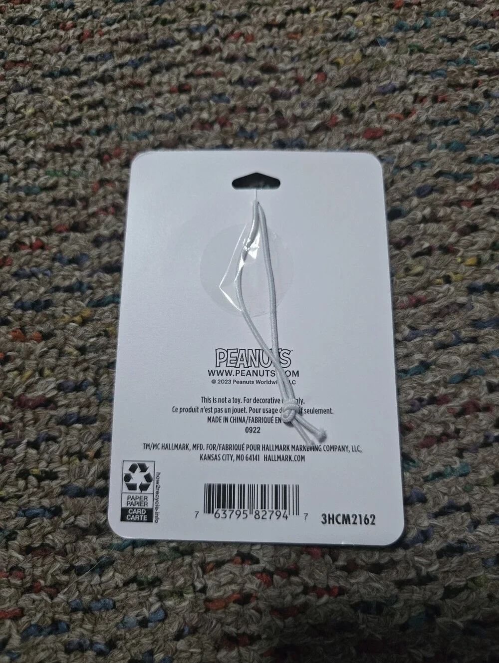 Peanuts Snoopy Woodstock Easter Egg Hallmark Ornament NEW Flat Metal String